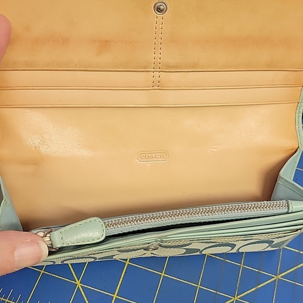 Coach Blue Suede Accent Wallet 12.5 X 4" - Picture 8 of 15